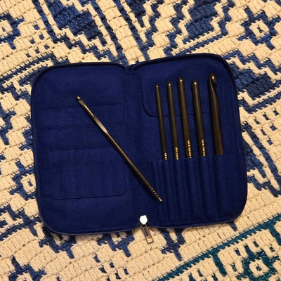Infinity | Crochet Hook Set | Ebony | Sizes J, K, L, M, N, O | w/custom case - Prismatic Fiber Arts