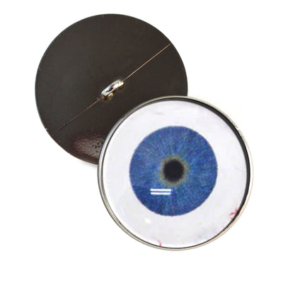 Extraterrestrial ET Blue Alien Sew-On Button Glass Eyes with Whites - Prismatic Fiber Arts