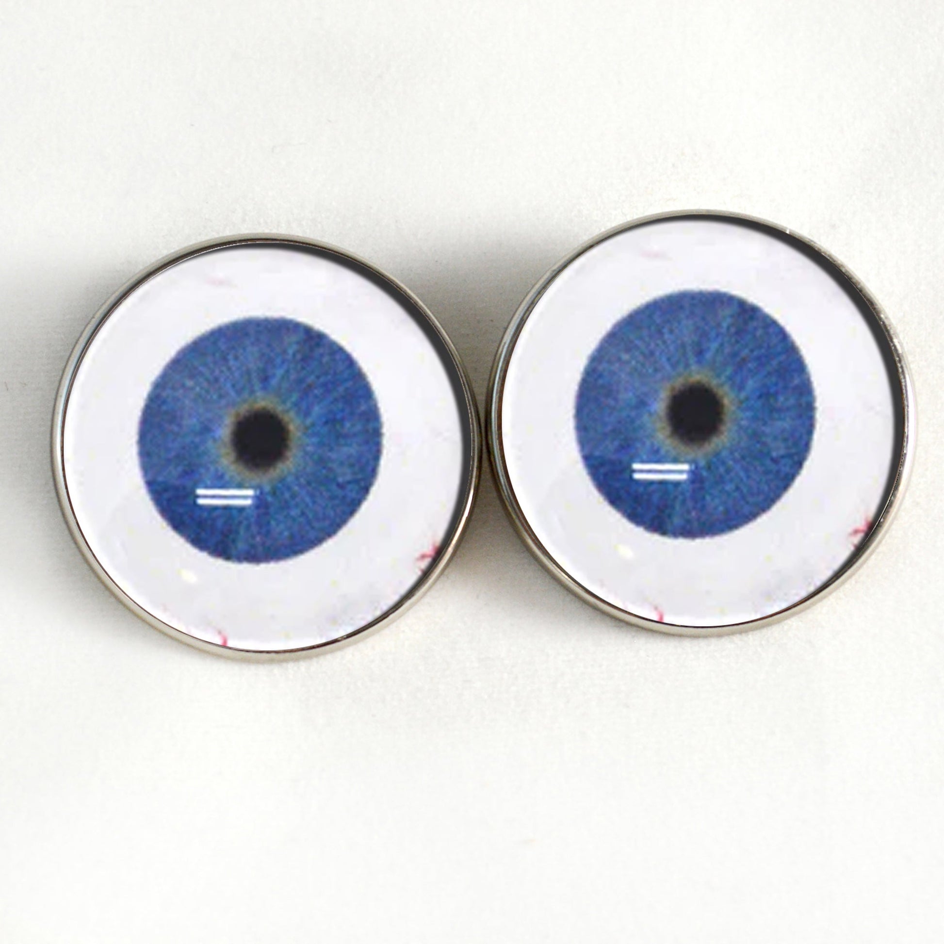 Extraterrestrial ET Blue Alien Sew-On Button Glass Eyes with Whites - Prismatic Fiber Arts