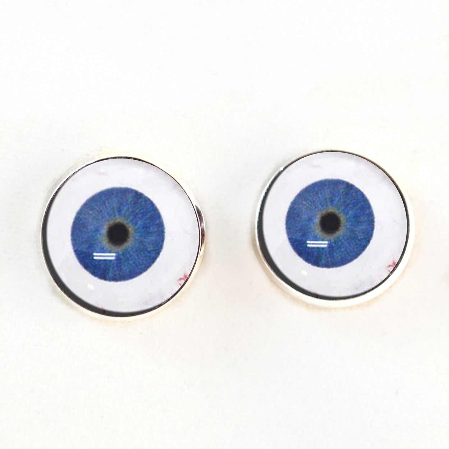 Extraterrestrial ET Blue Alien Sew-On Button Glass Eyes with Whites - Prismatic Fiber Arts