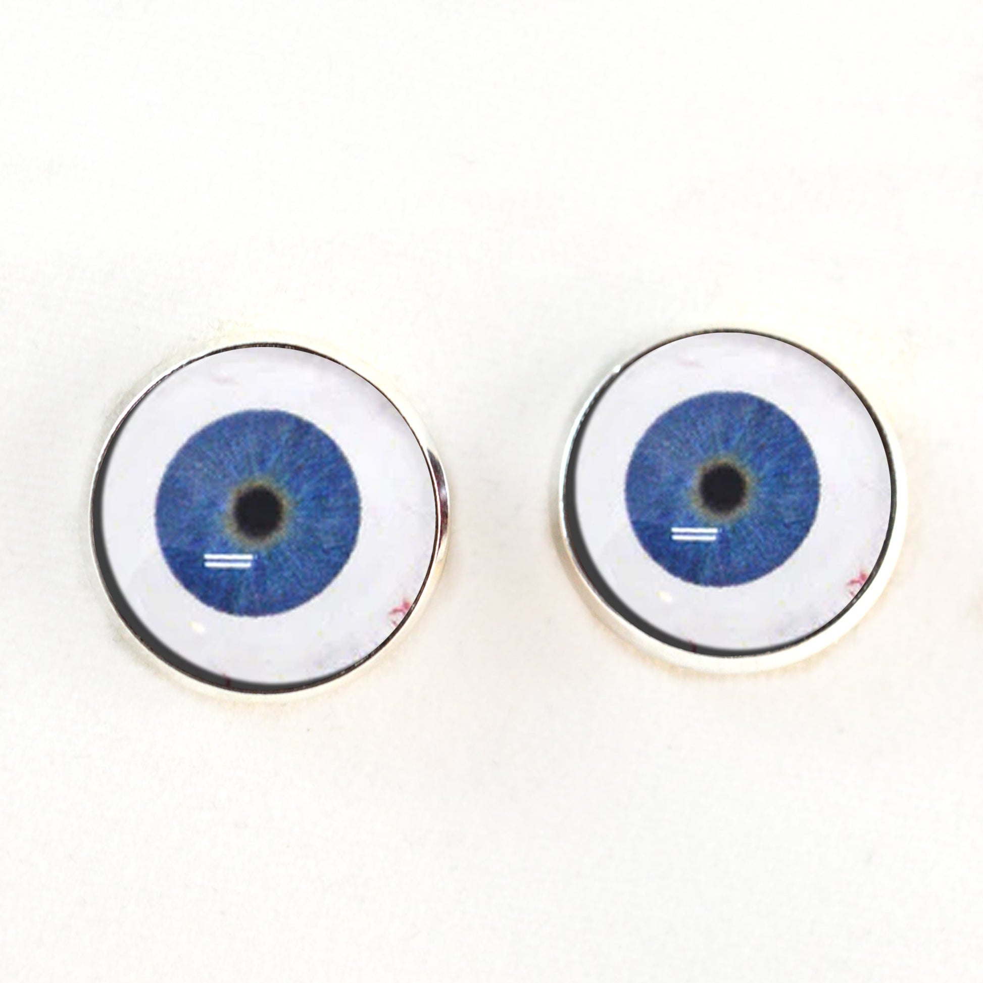 Extraterrestrial ET Blue Alien Sew-On Button Glass Eyes with Whites - Prismatic Fiber Arts