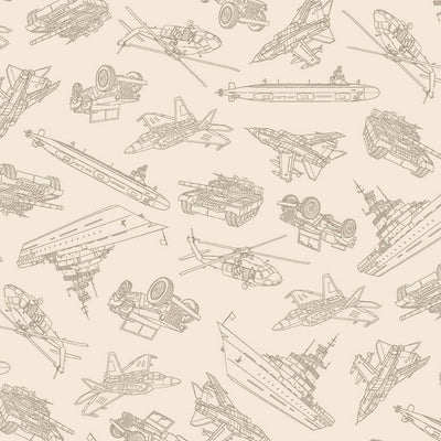 Ecru Military Convoy Path to Freedom Cotton 44"/45" Fabric Per Yard - Prismatic Fiber Arts