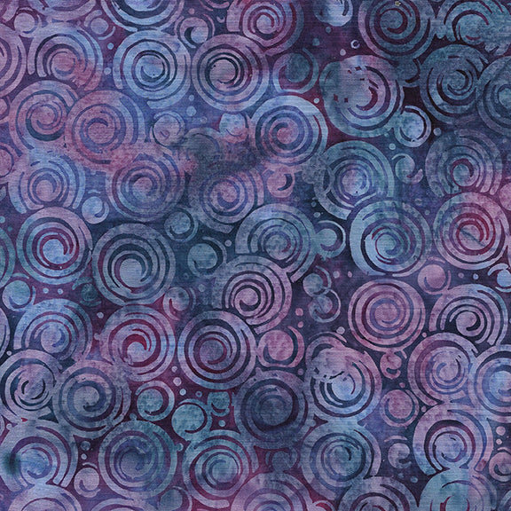 Essence Circle in Circle-Multi Blue Purple Batik 44"/45" Fabric Per Yard - Prismatic Fiber Arts