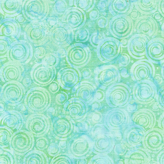 Essence Circle in Circle-Teal Aqua Batik 44"/45" Fabric Per Yard - Prismatic Fiber Arts