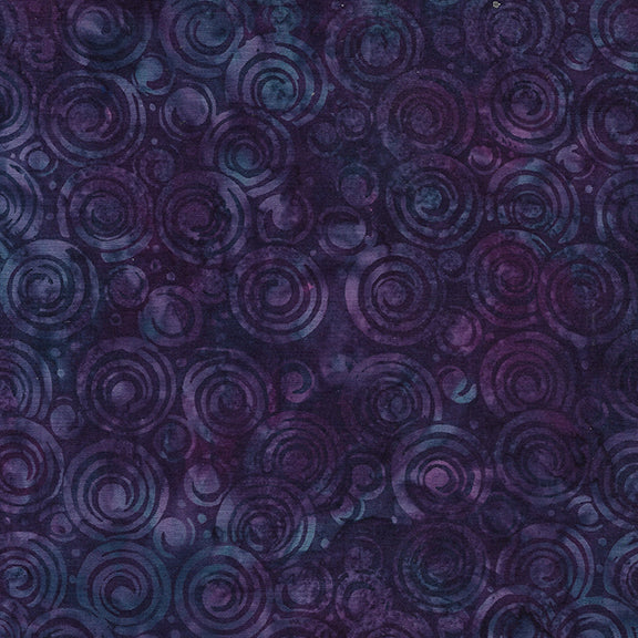 Essence Circle in Circle-Purple Eggplant Batik 44"/45" Fabric Per Yard - Prismatic Fiber Arts