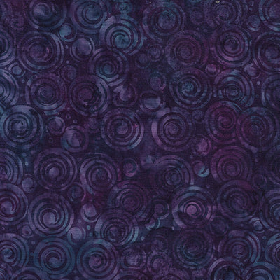Essence Circle in Circle-Purple Eggplant Batik 44"/45" Fabric Per Yard - Prismatic Fiber Arts