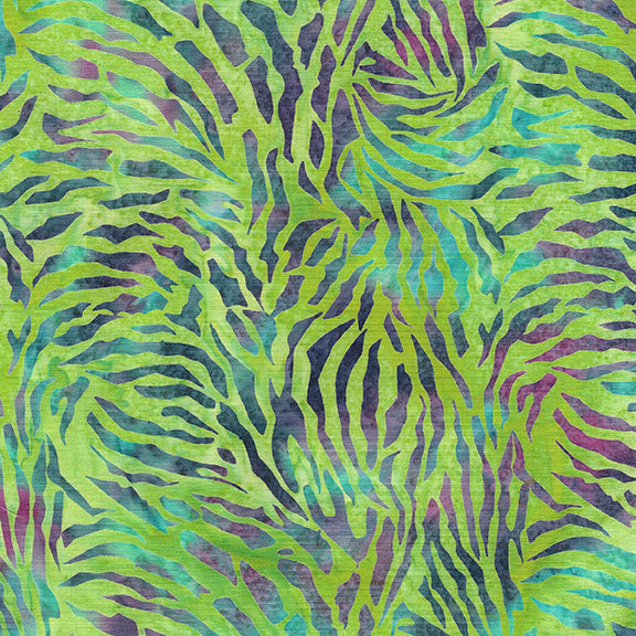 Essence Tiger Stripe-Green Lemongrass Batik 44"/45" Fabric Per Yard - Prismatic Fiber Arts