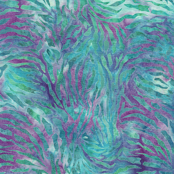 Essence Tiger Stripe-Multi Teal Purple Batik 44"/45" Fabric Per Yard - Prismatic Fiber Arts