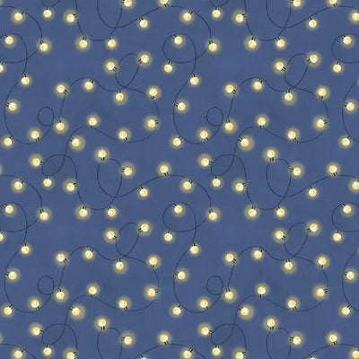 Evergreen Escape String Lights All Over Navy Cotton 44"/45" Fabric Per Yard - Prismatic Fiber Arts