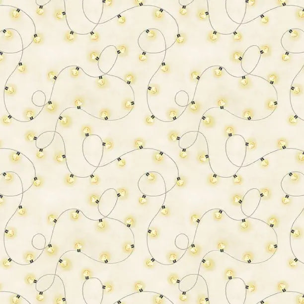 Evergreen Escape String Lights All Over Sand Cotton 44"/45" Fabric Per Yard - Prismatic Fiber Arts