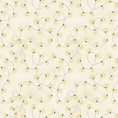 Evergreen Escape String Lights All Over Sand Cotton 44"/45" Fabric Per Yard - Prismatic Fiber Arts