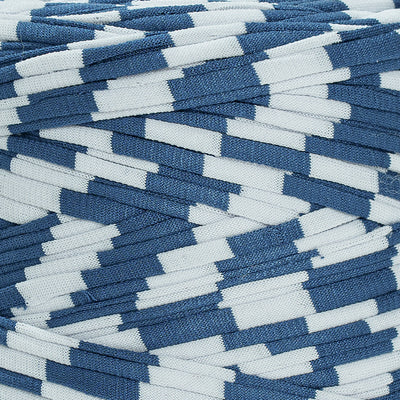 Printed Recycled T-Shirt Fabric Yarn - Geometric Blue - Prismatic Fiber Arts