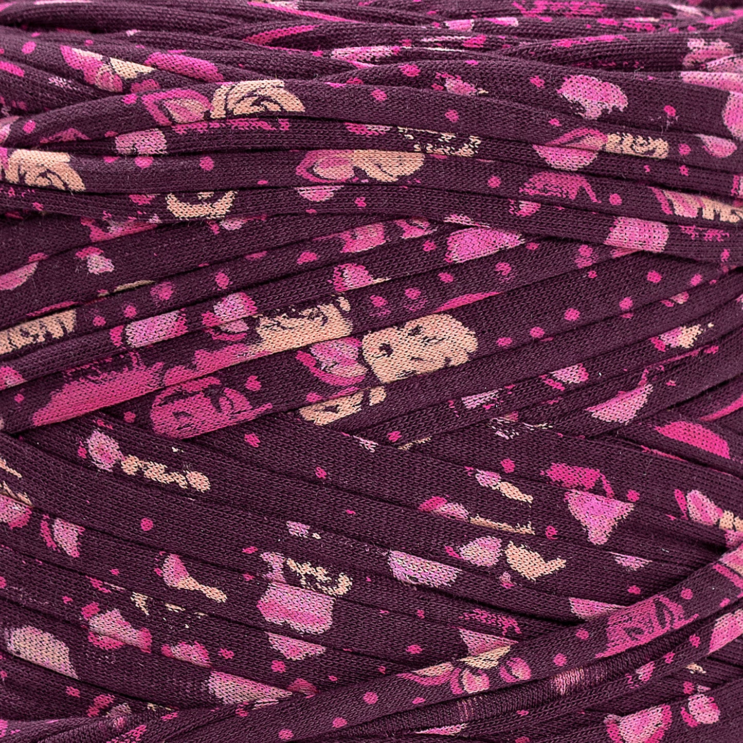 Printed Recycled T-Shirt Fabric Yarn - Grape - Prismatic Fiber Arts