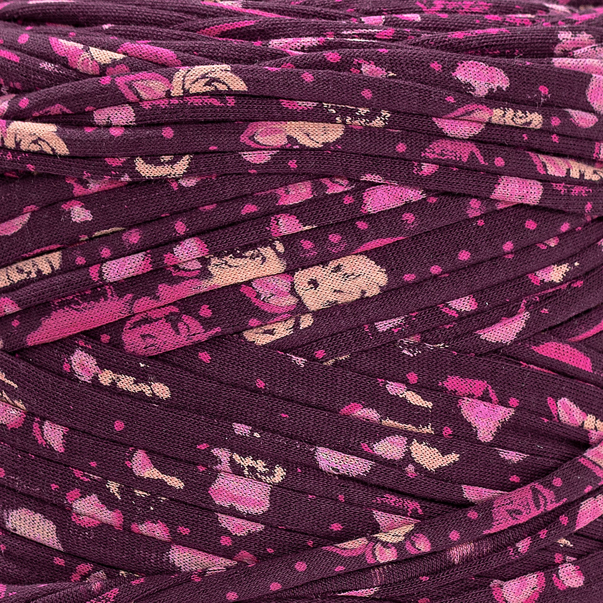 Printed Recycled T-Shirt Fabric Yarn - Grape - Prismatic Fiber Arts