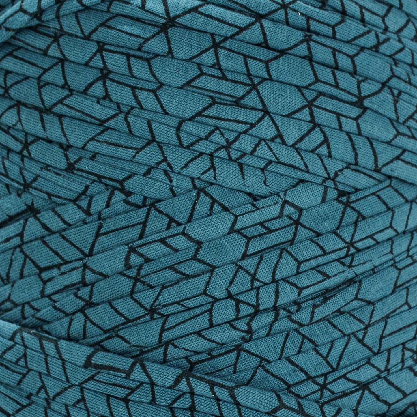 Printed Recycled T-Shirt Fabric Yarn - Teal Treasure - Prismatic Fiber Arts