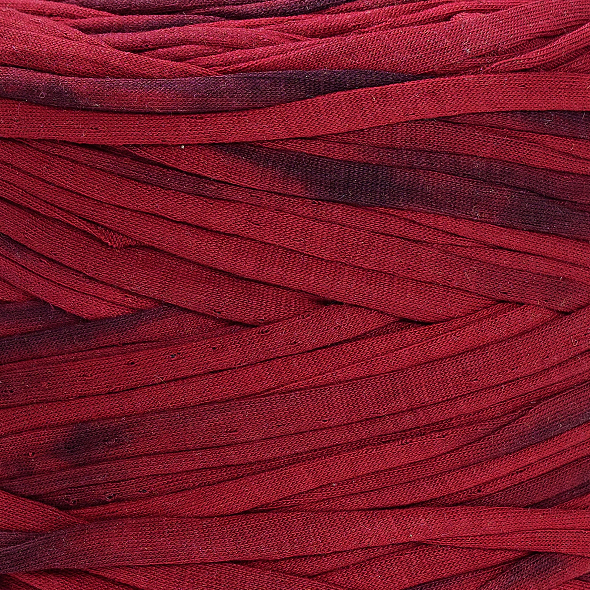 Printed Recycled T-Shirt Fabric Yarn - Wine - Prismatic Fiber Arts