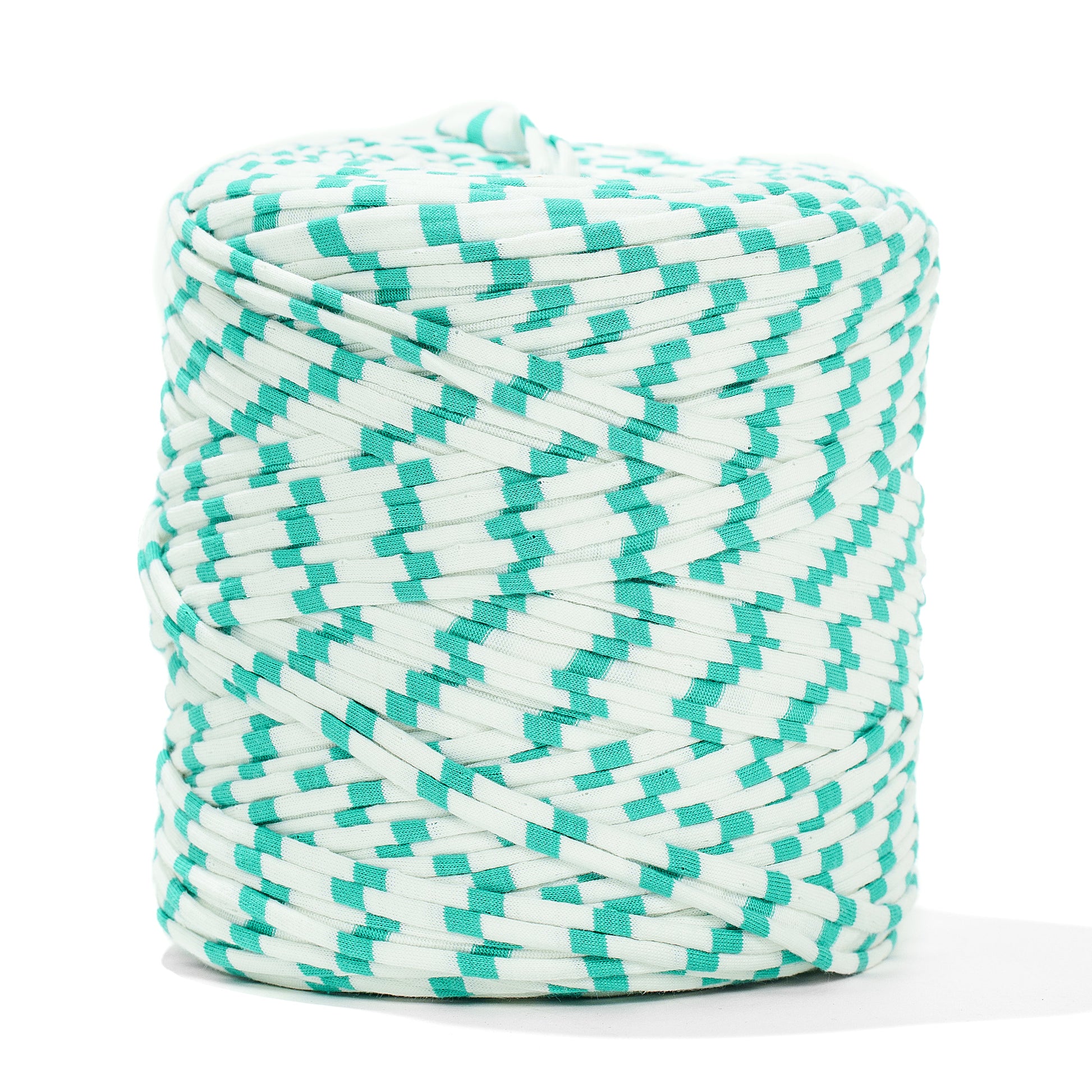 Printed Recycled T-Shirt Fabric Yarn - Green Light - Prismatic Fiber Arts