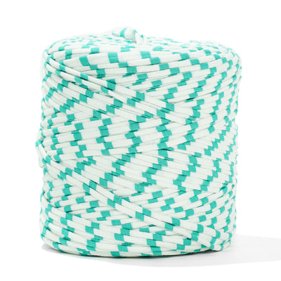 Printed Recycled T-Shirt Fabric Yarn - Green Light - Prismatic Fiber Arts