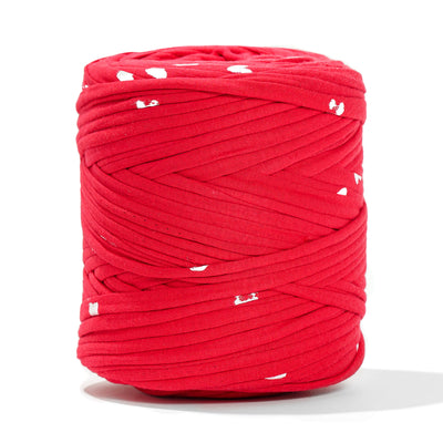 Printed Recycled T-Shirt Fabric Yarn - Red Alert - Prismatic Fiber Arts