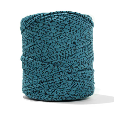 Printed Recycled T-Shirt Fabric Yarn - Teal Treasure - Prismatic Fiber Arts