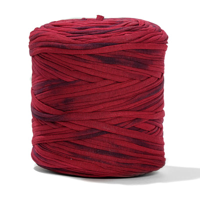 Printed Recycled T-Shirt Fabric Yarn - Wine - Prismatic Fiber Arts