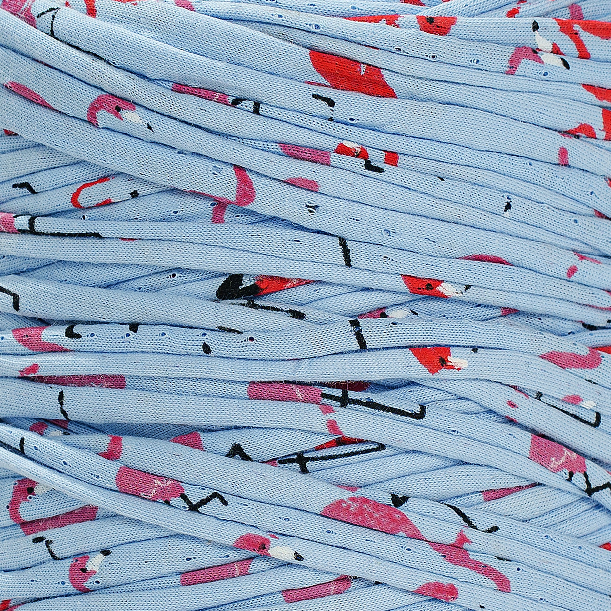 Printed Recycled T-Shirt Fabric Yarn - Flamingo Breeze - Prismatic Fiber Arts