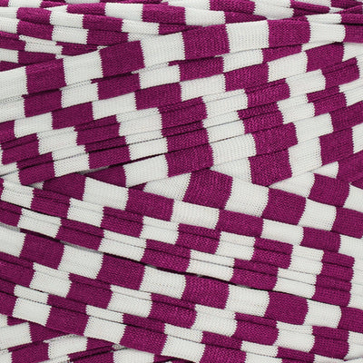 Printed Recycled T-Shirt Fabric Yarn - Geometric Purple - Prismatic Fiber Arts