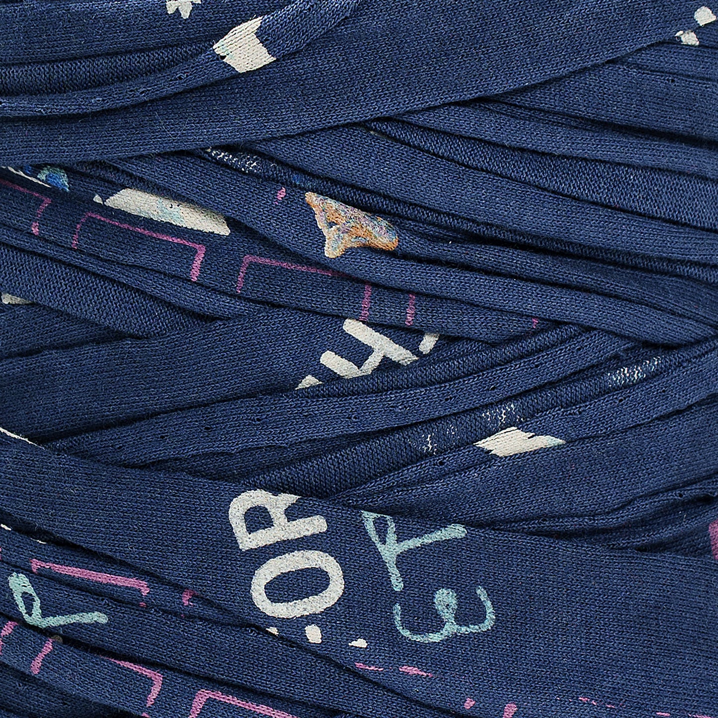 Printed Recycled T-Shirt Fabric Yarn - Midnight Paint - Prismatic Fiber Arts