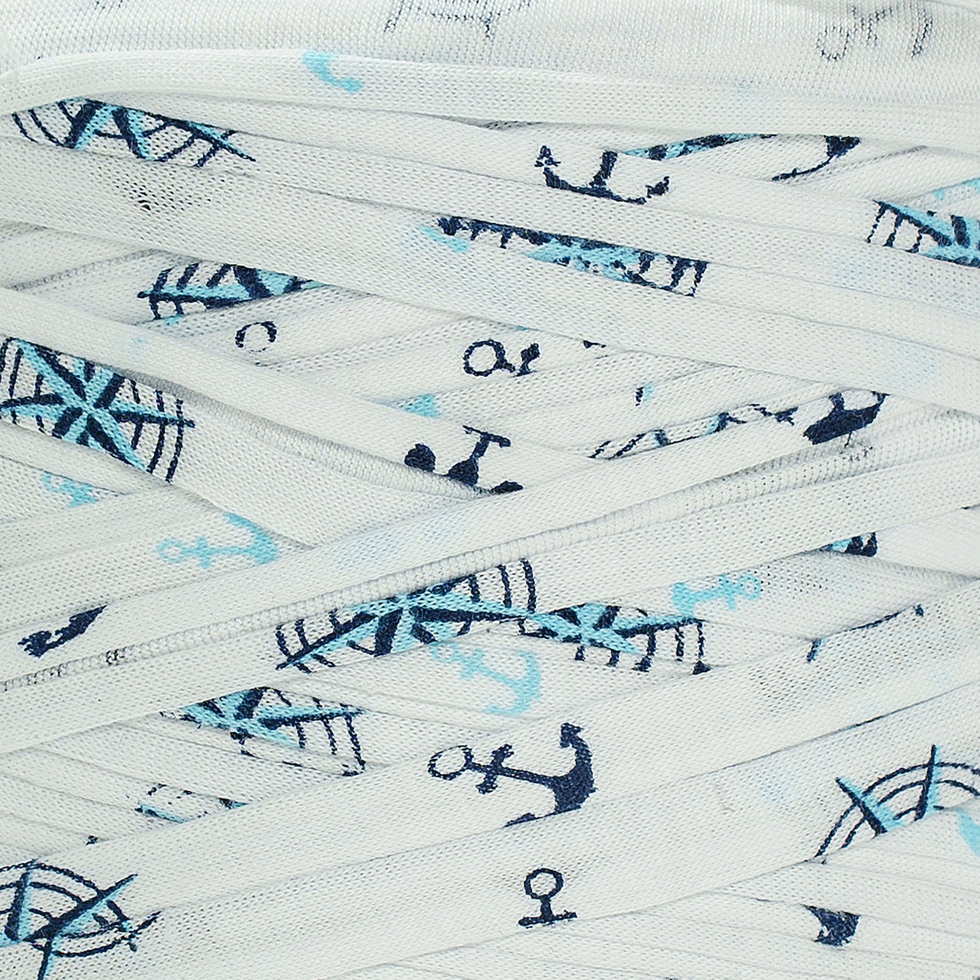 Printed Recycled T-Shirt Fabric Yarn - Nautical - Prismatic Fiber Arts