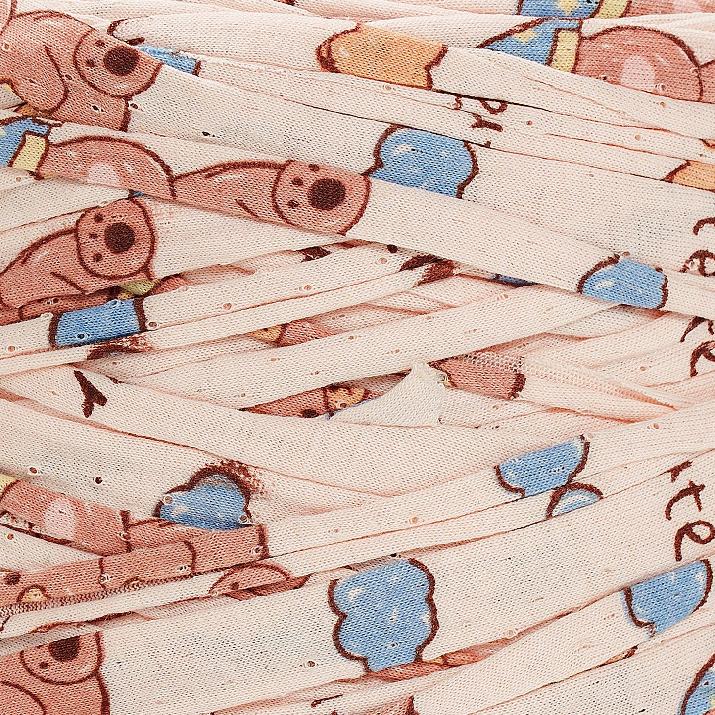 Printed Recycled T-Shirt Fabric Yarn - Teddy Bear - Prismatic Fiber Arts