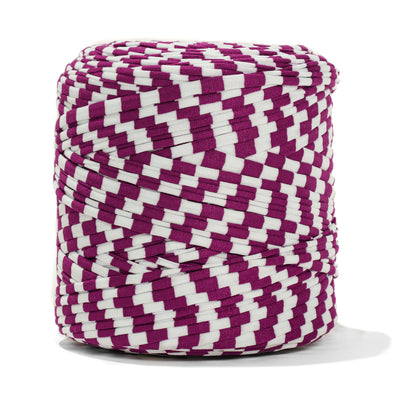 Printed Recycled T-Shirt Fabric Yarn - Geometric Purple - Prismatic Fiber Arts