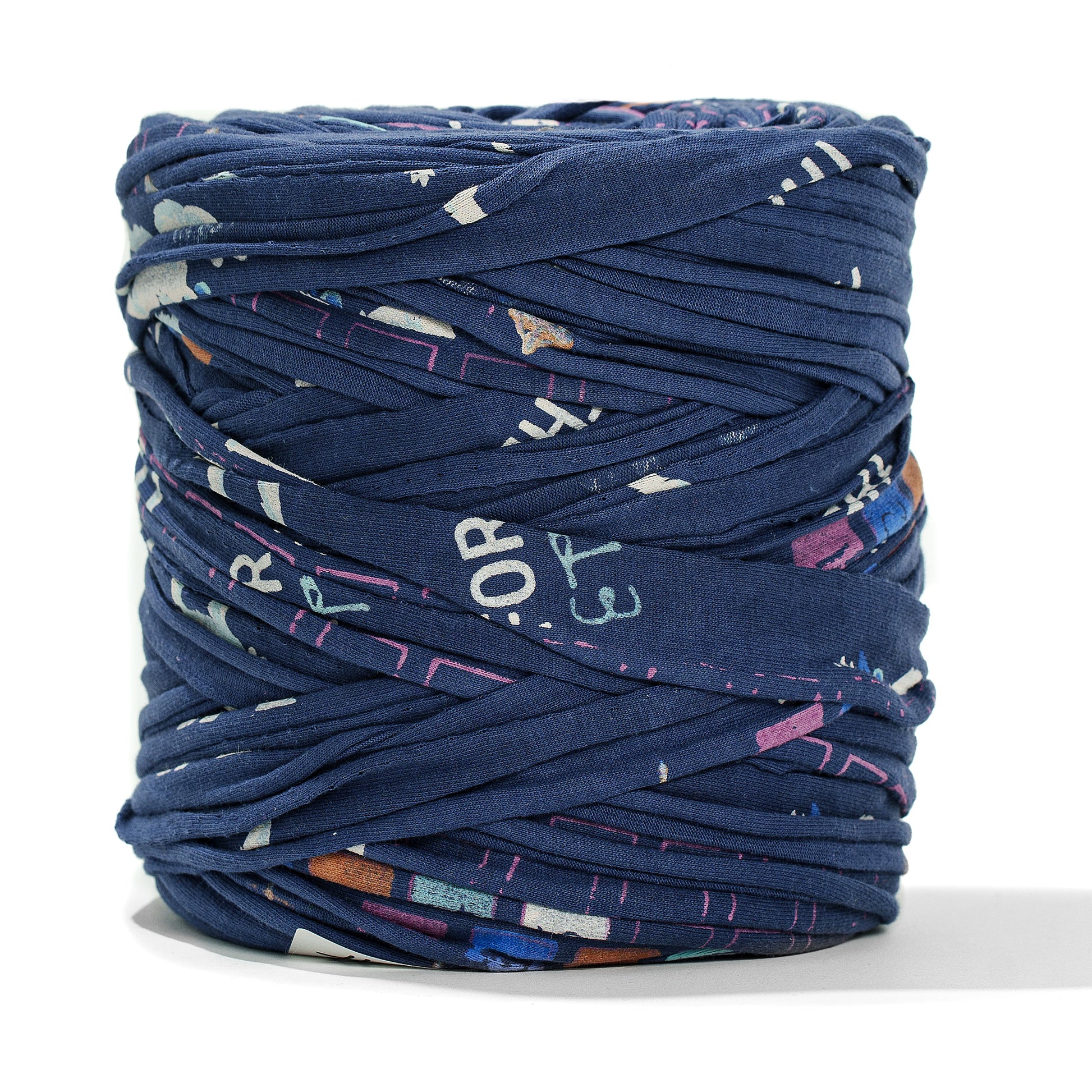 Printed Recycled T-Shirt Fabric Yarn - Midnight Paint - Prismatic Fiber Arts