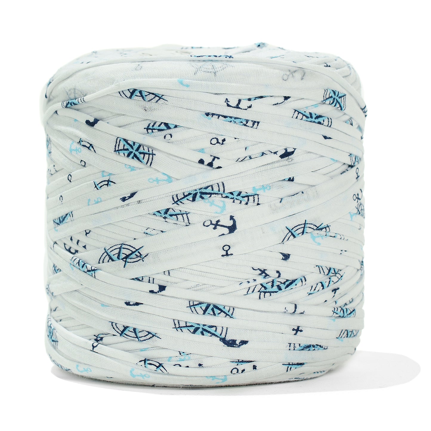 Printed Recycled T-Shirt Fabric Yarn - Nautical - Prismatic Fiber Arts