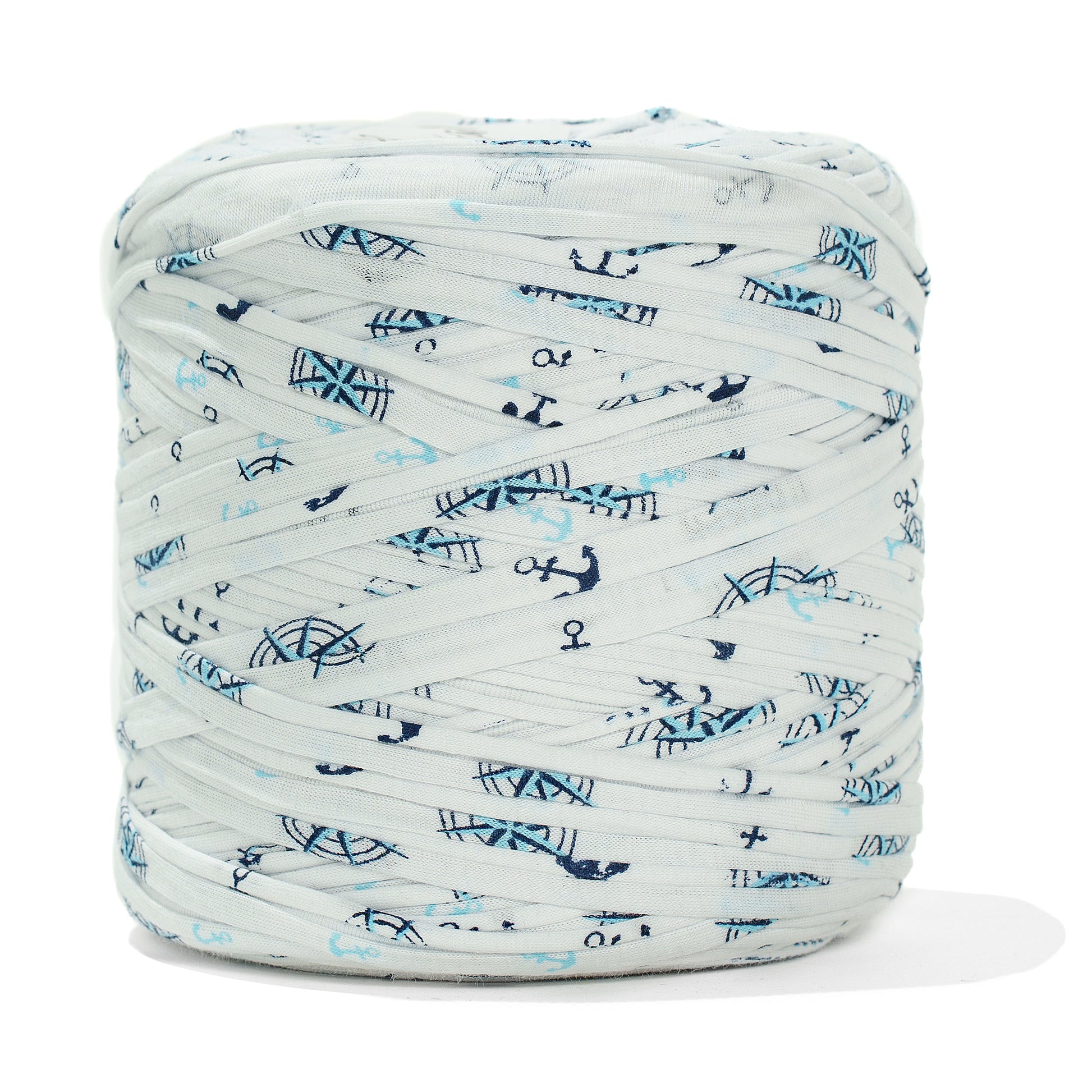 Printed Recycled T-Shirt Fabric Yarn - Nautical - Prismatic Fiber Arts