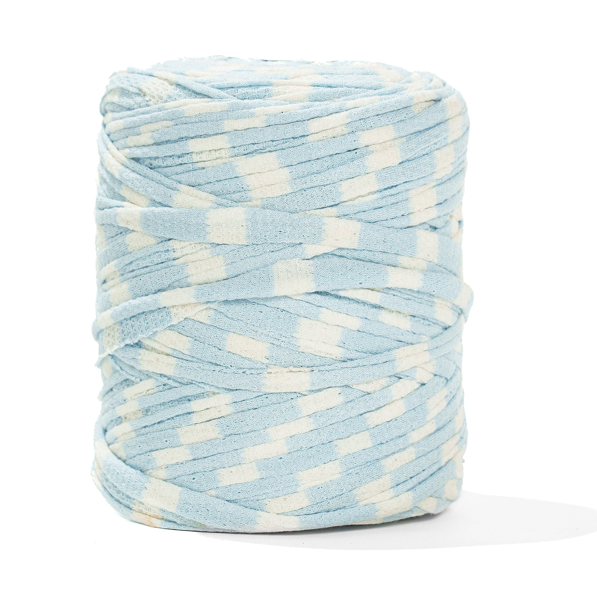 Printed Recycled T-Shirt Fabric Yarn - Sky Blue - Prismatic Fiber Arts