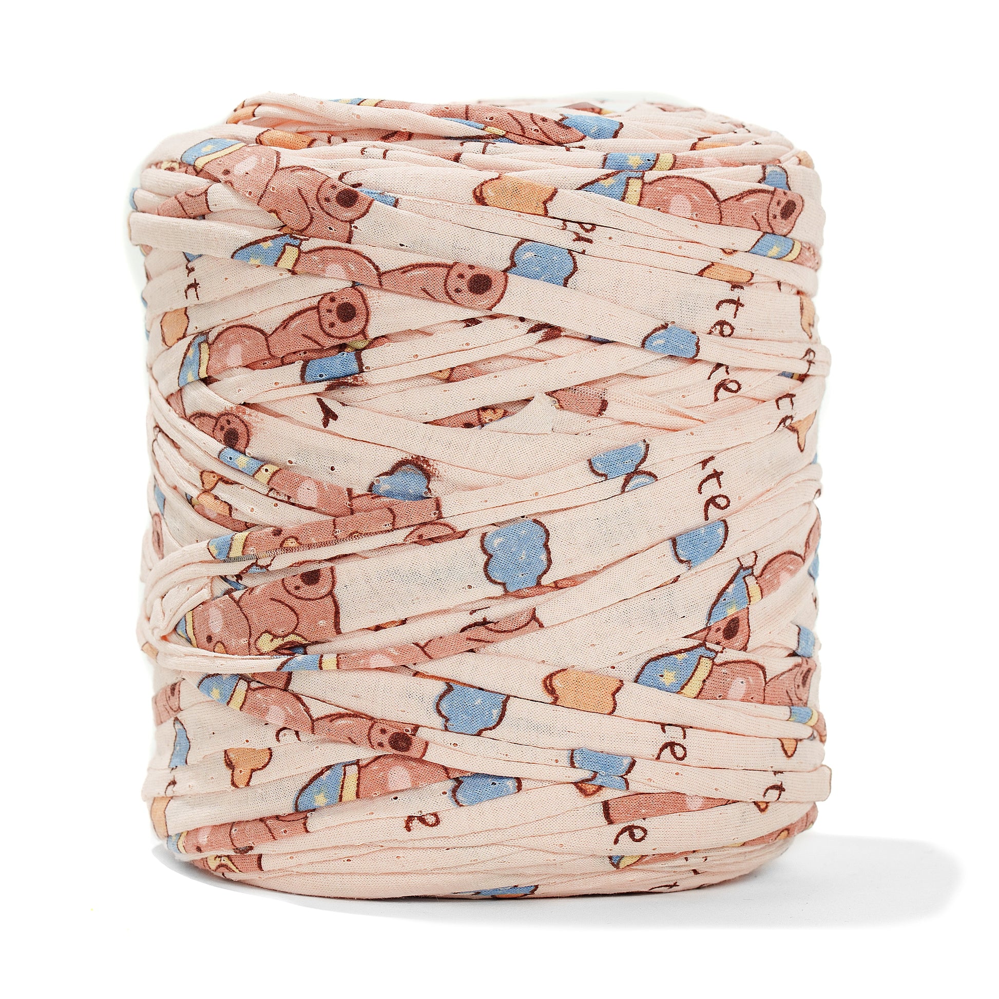 Printed Recycled T-Shirt Fabric Yarn - Teddy Bear - Prismatic Fiber Arts