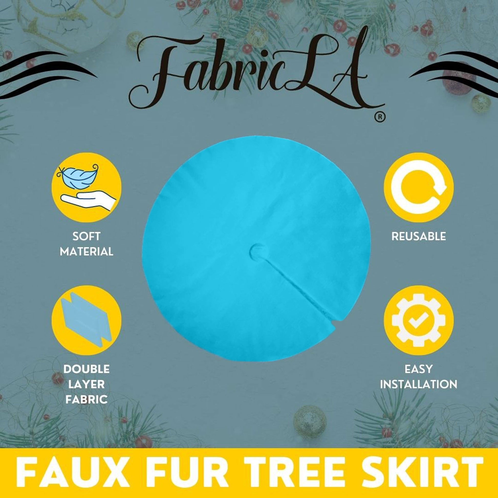 Premium Faux Fur Christmas Tree Skirt - 48 Inch | Luxurious Holiday Decorations - Prismatic Fiber Arts
