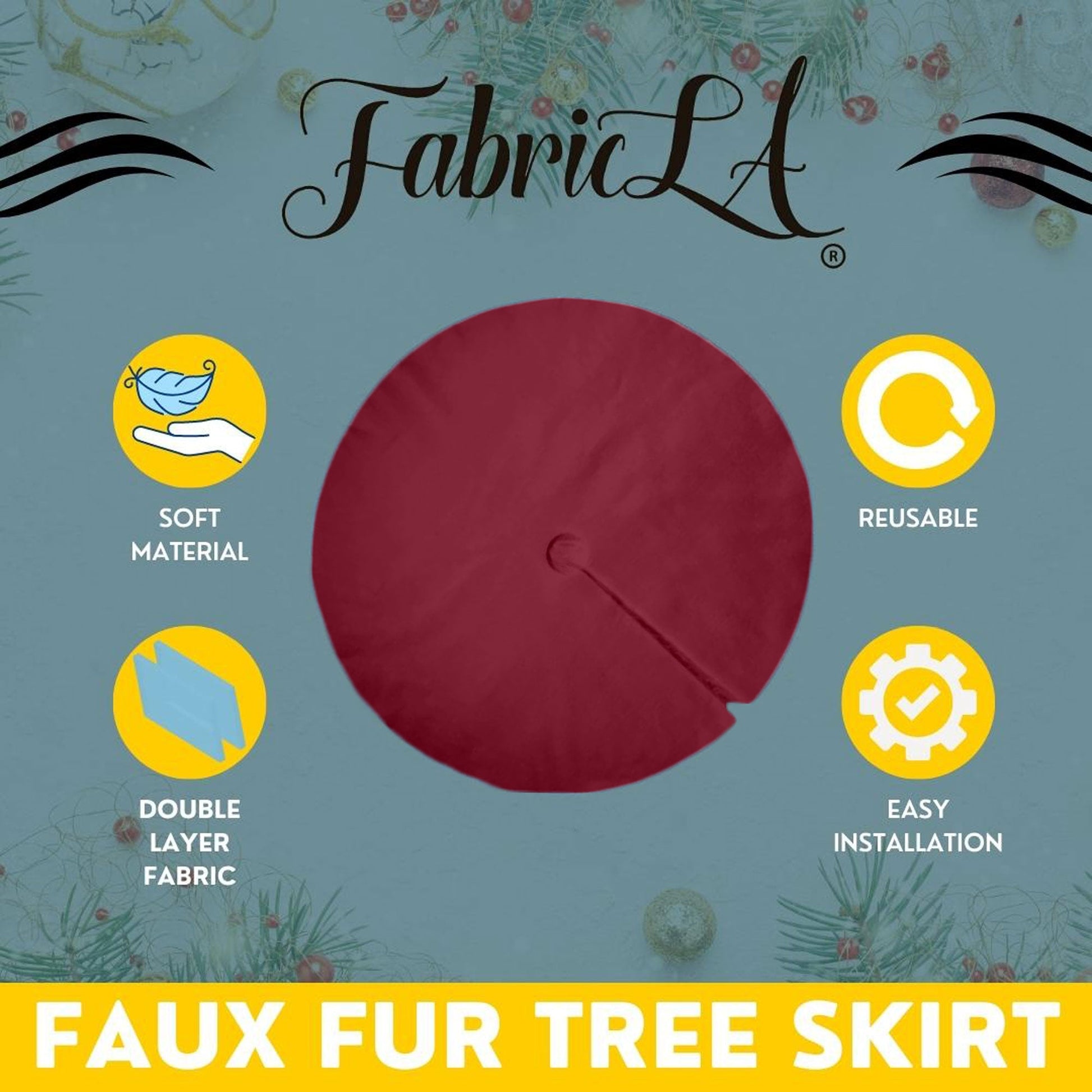 Premium Faux Fur Christmas Tree Skirt - 60 Inch | Luxurious Holiday Decorations - Prismatic Fiber Arts