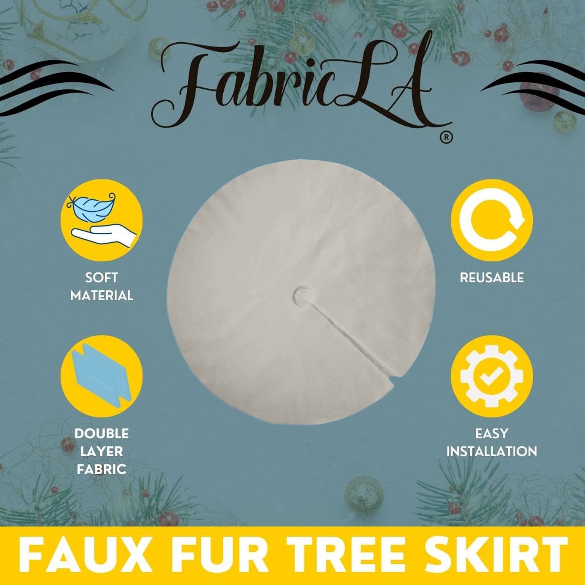 Premium Faux Fur Christmas Tree Skirt - 48 Inch | Luxurious Holiday Decorations - Prismatic Fiber Arts
