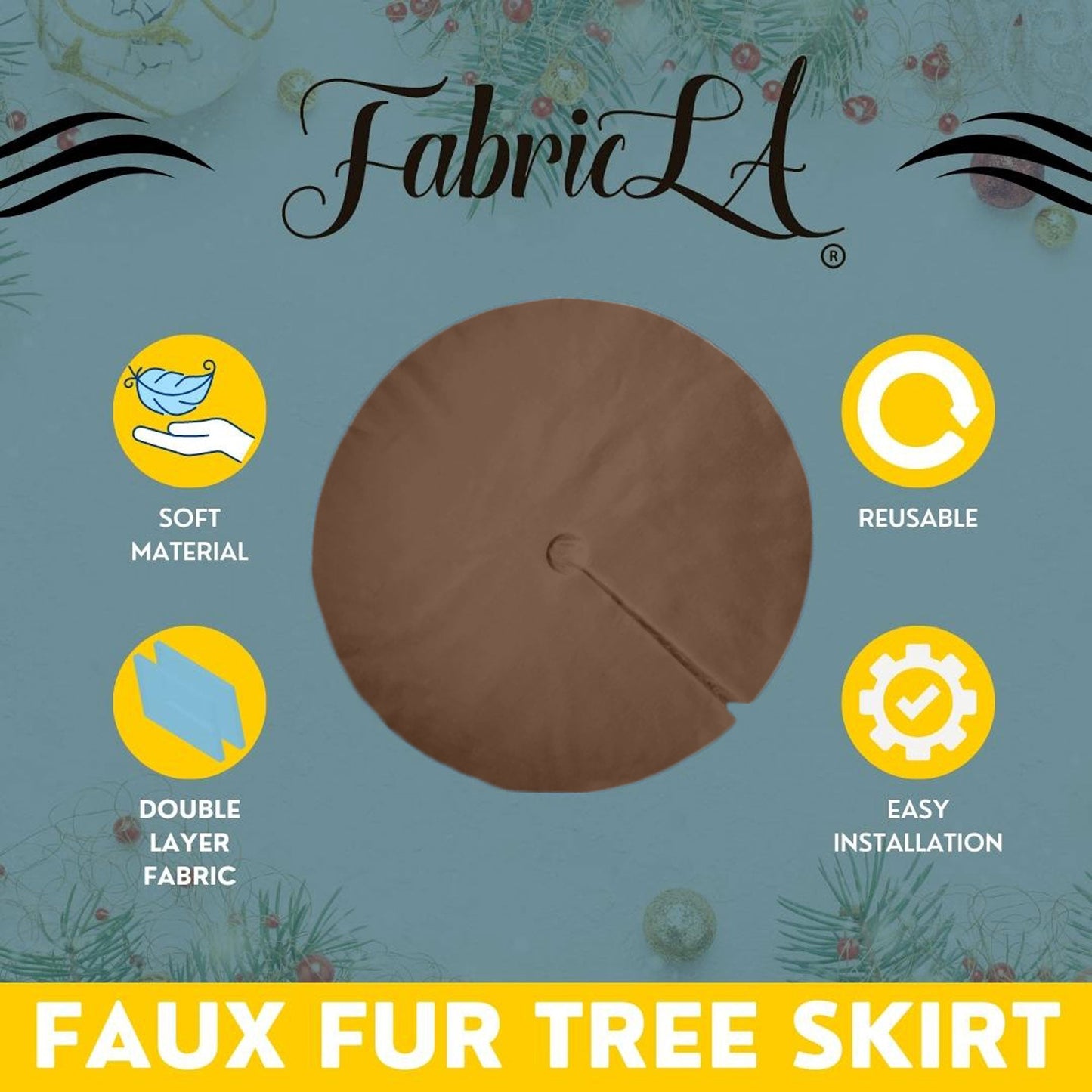 Premium Faux Fur Christmas Tree Skirt - 48 Inch | Luxurious Holiday Decorations - Prismatic Fiber Arts