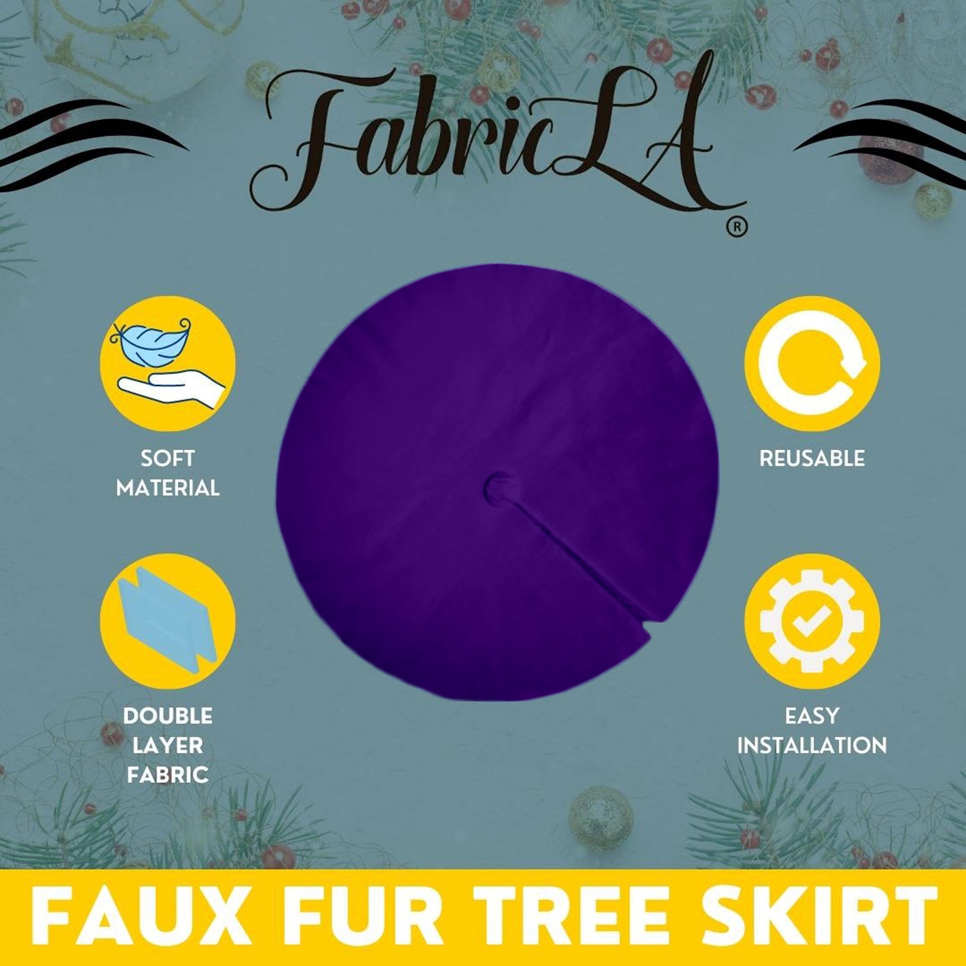 Premium Faux Fur Christmas Tree Skirt - 48 Inch | Luxurious Holiday Decorations - Prismatic Fiber Arts
