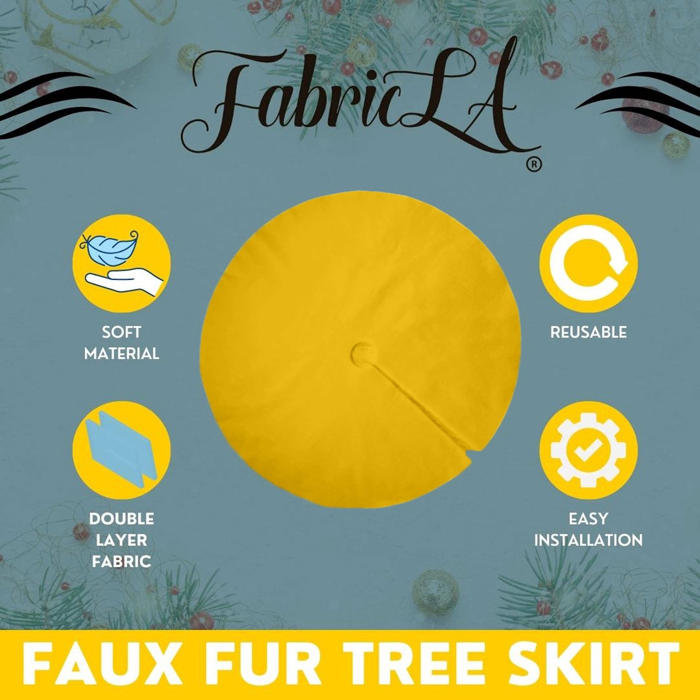 Premium Faux Fur Christmas Tree Skirt - 40 Inch | Luxurious Holiday Decorations - Prismatic Fiber Arts