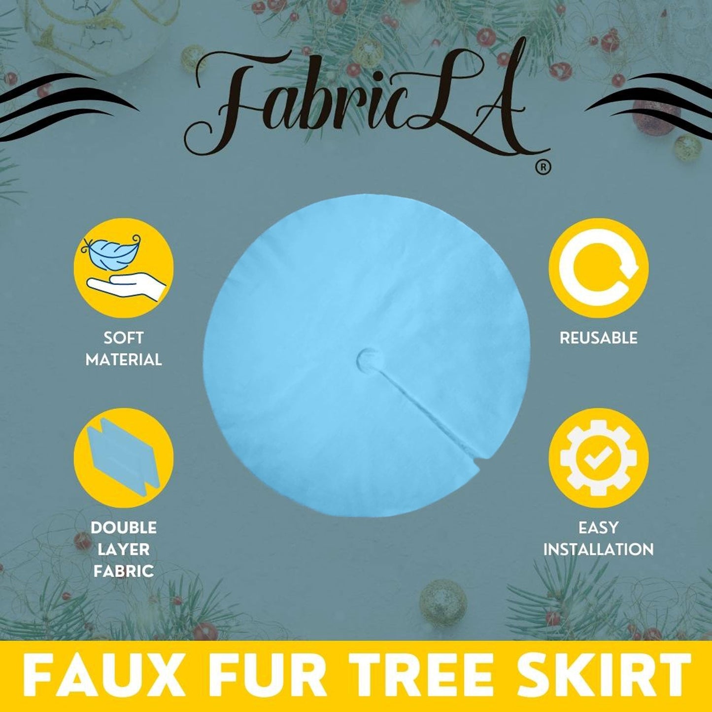 Premium Faux Fur Christmas Tree Skirt - 40 Inch | Luxurious Holiday Decorations - Prismatic Fiber Arts