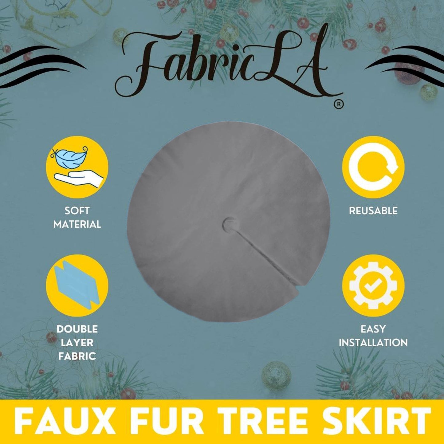 Premium Faux Fur Christmas Tree Skirt - 60 Inch | Luxurious Holiday Decorations - Prismatic Fiber Arts