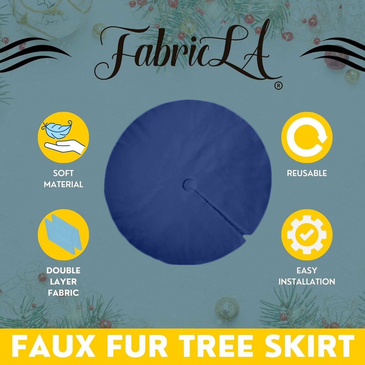 Premium Faux Fur Christmas Tree Skirt - 40 Inch | Luxurious Holiday Decorations - Prismatic Fiber Arts