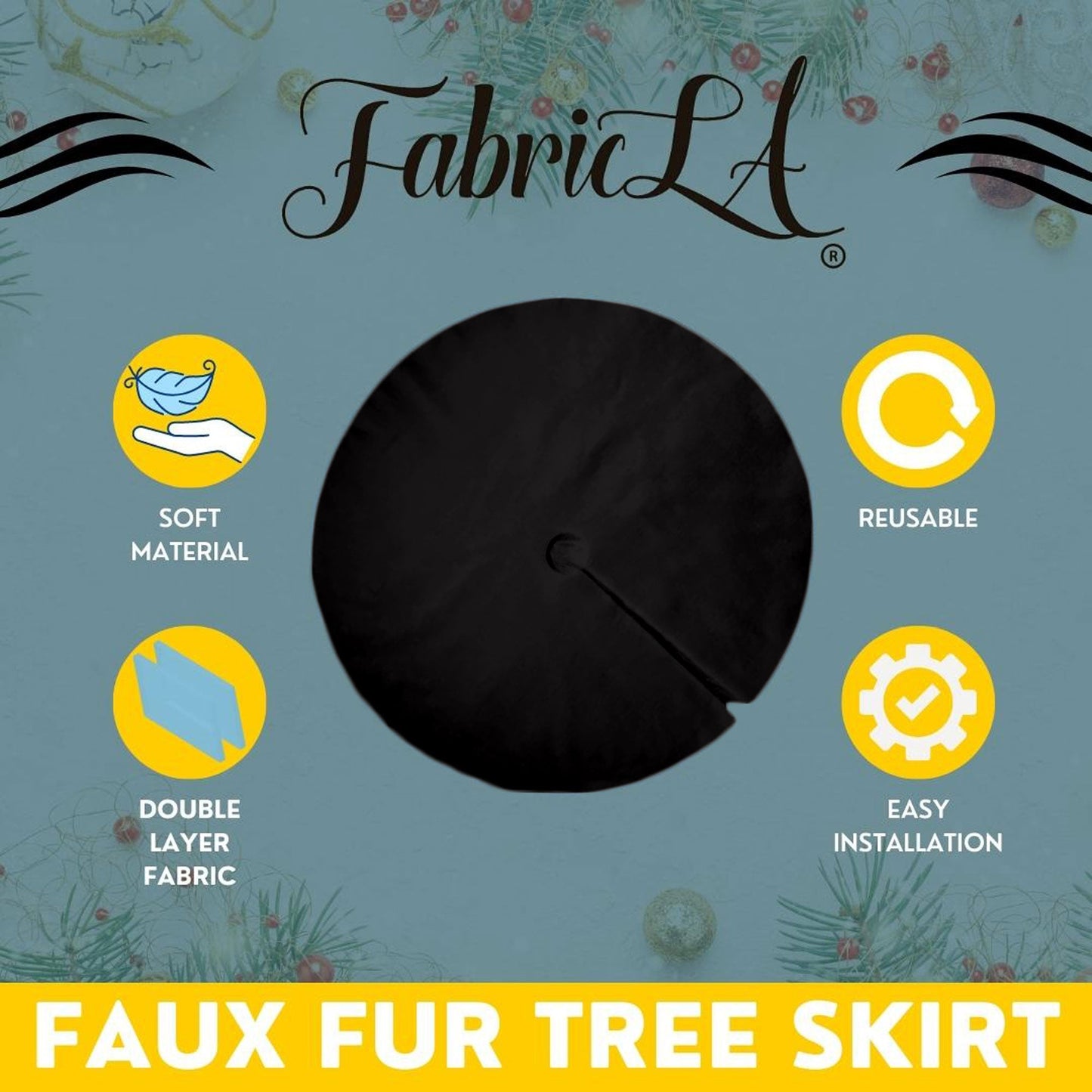 Premium Faux Fur Christmas Tree Skirt - 40 Inch | Luxurious Holiday Decorations - Prismatic Fiber Arts