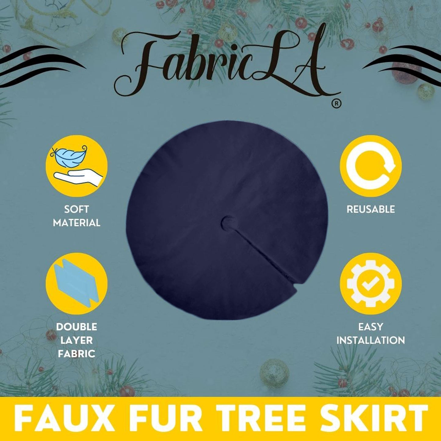 Premium Faux Fur Christmas Tree Skirt - 48 Inch | Luxurious Holiday Decorations - Prismatic Fiber Arts