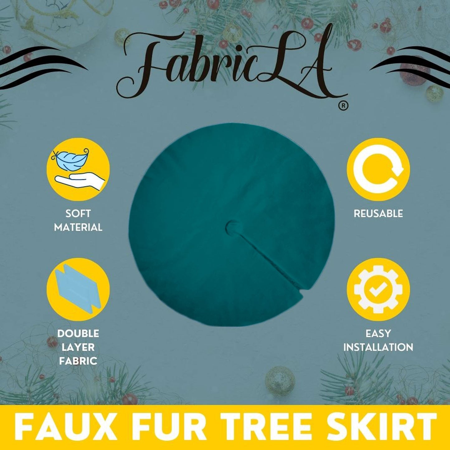 Premium Faux Fur Christmas Tree Skirt - 48 Inch | Luxurious Holiday Decorations - Prismatic Fiber Arts