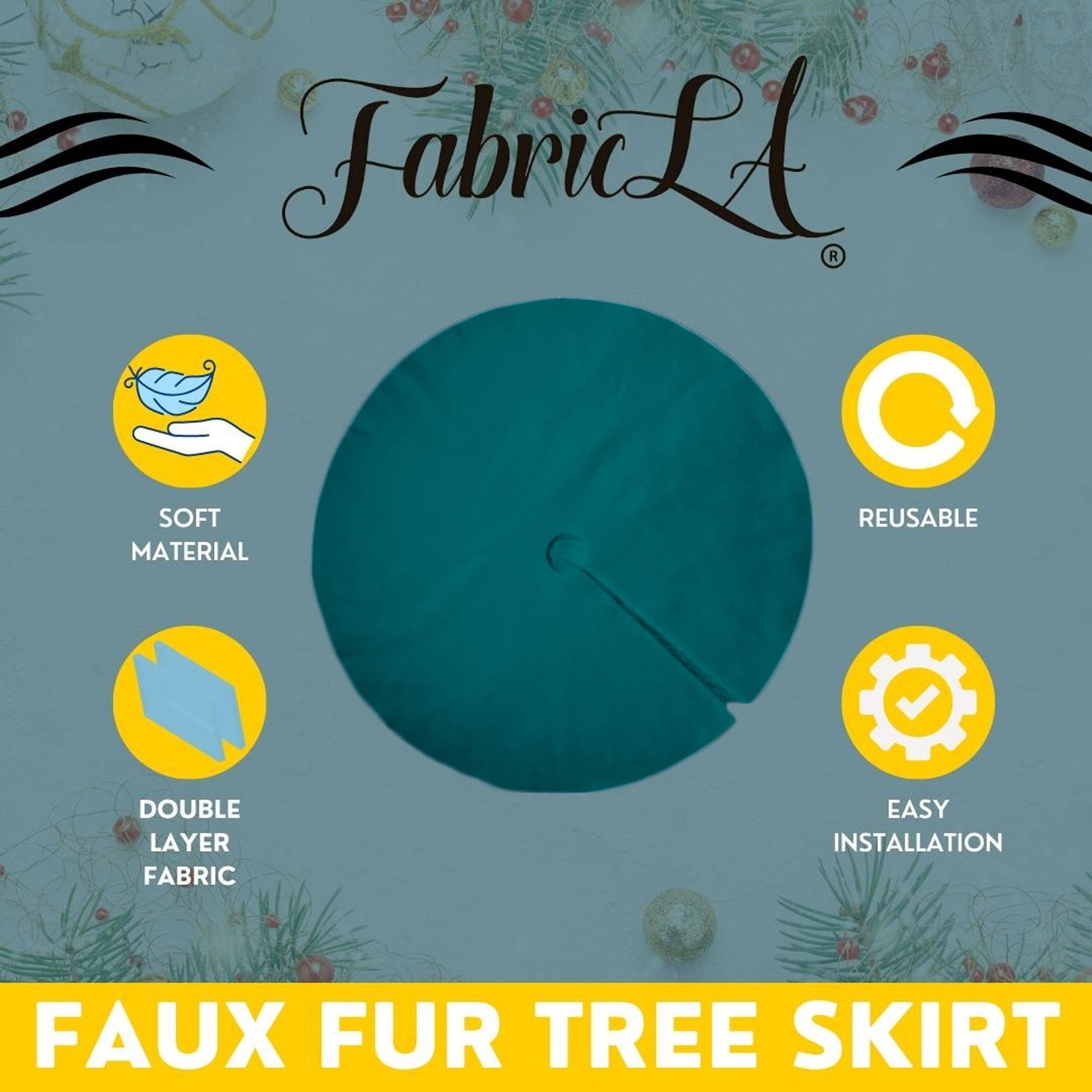 Premium Faux Fur Christmas Tree Skirt - 60 Inch | Luxurious Holiday Decorations - Prismatic Fiber Arts