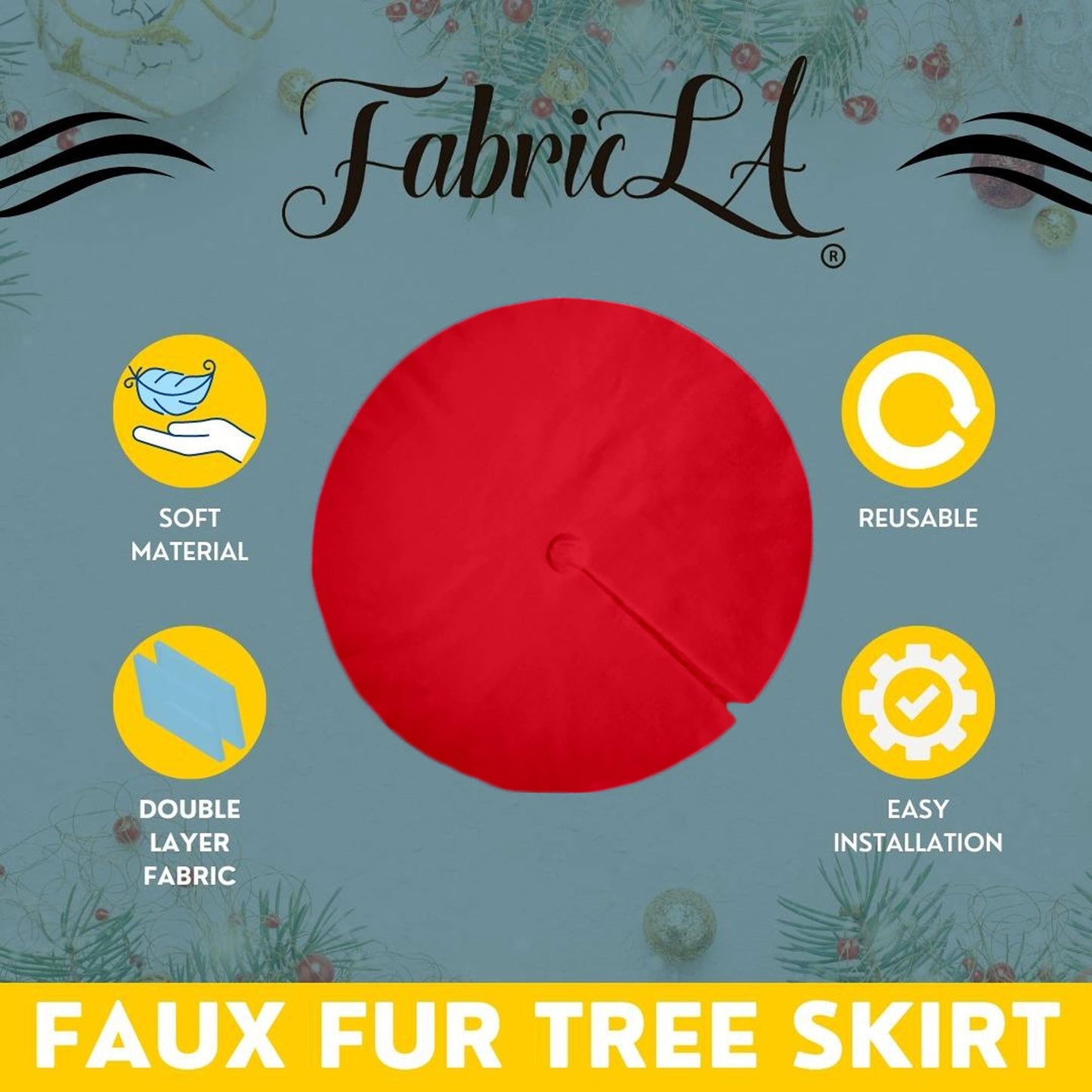 Premium Faux Fur Christmas Tree Skirt - 48 Inch | Luxurious Holiday Decorations - Prismatic Fiber Arts